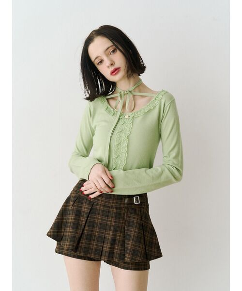 jouetie（ジュエティ）の「レースドッキングニット 2026年春　新色追加（ニット/セーター・レディース・ブラック/グレー/レッド/ブルー/アイボリー/インディゴブルー/グリーン・MEDIUM）」の8枚目の写真