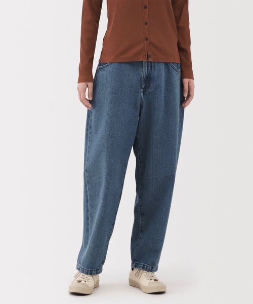 婦人 木の実から作ったカポック混 デニムバレルパンツ（デニム