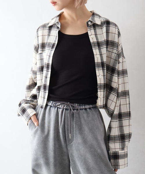 SpRay（スプレイ）の「ビエラチェックショートシャツ（シャツ/ブラウス・レディース・ブラウン/オフホワイト/ブラック/アイボリー・FREE）」の18枚目の写真