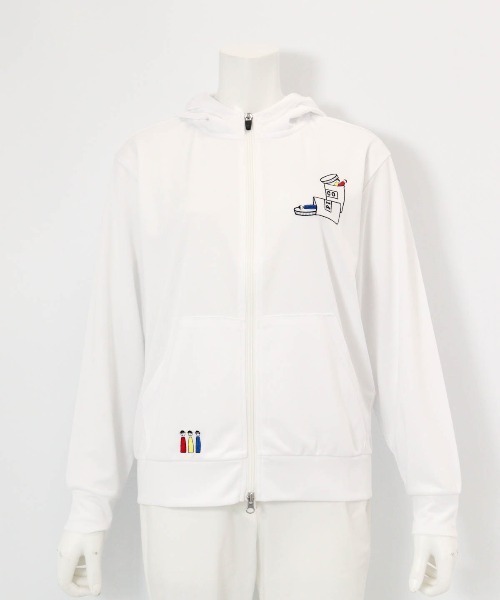 Picone CLUB（ピッコーネクラブ）の「UVフードジップパーカー（パーカー・レディース・ネイビー/オレンジ/ホワイト・S/L/M）」の4枚目の写真