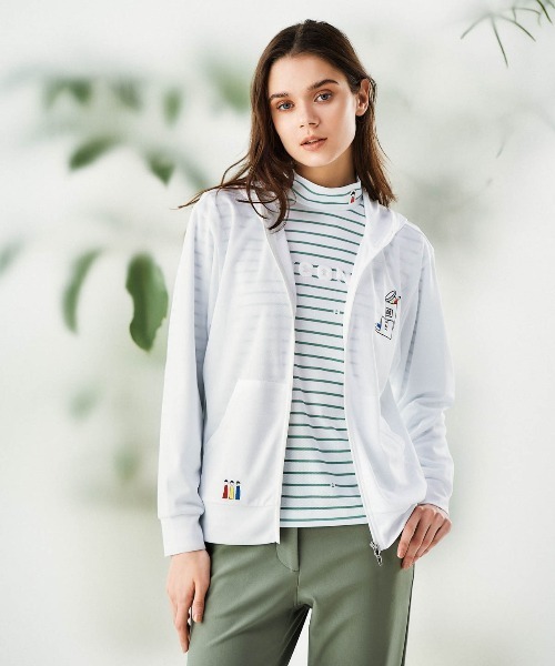Picone CLUB（ピッコーネクラブ）の「UVフードジップパーカー（パーカー・レディース・ネイビー/オレンジ/ホワイト・S/L/M）」の15枚目の写真