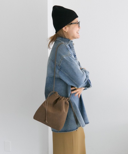 PUAL CE CIN（ピュアルセシン）の「【＠noricorico102企画】スウェード巾着バッグ（ショルダーバッグ・レディース・ブラウン/キャメル・FREE）」の9枚目の写真