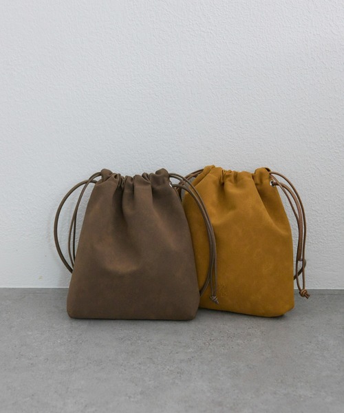 PUAL CE CIN（ピュアルセシン）の「【＠noricorico102企画】スウェード巾着バッグ（ショルダーバッグ・レディース・ブラウン/キャメル・FREE）」の3枚目の写真