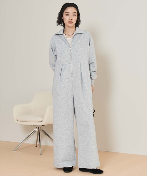セール】フロントジップスウェットオールインワン（つなぎ