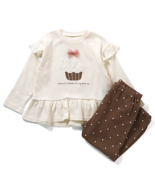 Ampersand(アンパサンド)の「【リンク/ジュニア対応】スパンコール入りモチーフワッフルパジャマ(ルームウェア/パジャマ・キッズ・ネイビー/アイボリー・80/90/100/110/120/130/140)」の4枚目の写真