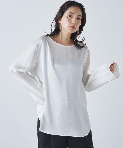 【新品】Drawing Numbersサテンボートブラウス 人気定番 Drawing Numbers（ドローイングナンバーズ） ブラウス シャツ