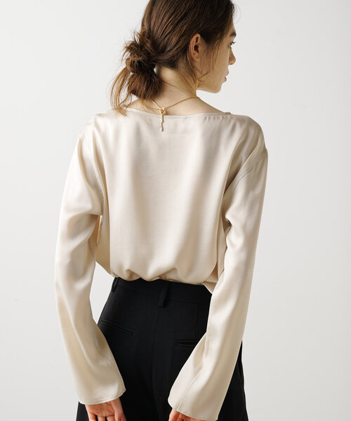 【新品】Drawing Numbersサテンボートブラウス 人気定番 Drawing Numbers（ドローイングナンバーズ） ブラウス シャツ