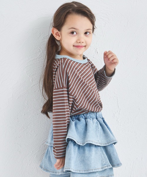 pairmanon（ペアマノン）の「【綿100%】ユニセックス タグ付き カラーボーダー長袖Tシャツ（Tシャツ/カットソー・キッズ・ピンク系その他/ベージュ系その他/ブラウン系その他・90/100/110/120/130/140/150）」の4枚目の写真