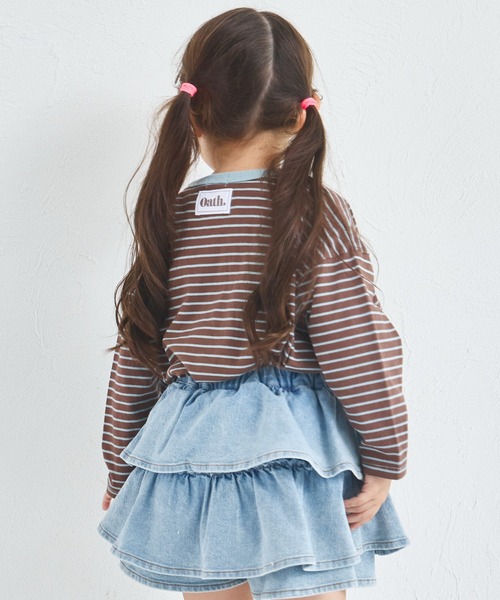 pairmanon（ペアマノン）の「【綿100%】ユニセックス タグ付き カラーボーダー長袖Tシャツ（Tシャツ/カットソー・キッズ・ピンク系その他/ベージュ系その他/ブラウン系その他・90/100/110/120/130/140/150）」の5枚目の写真