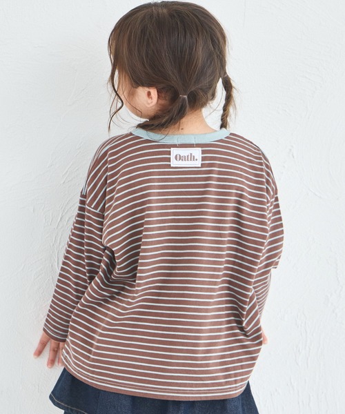 pairmanon（ペアマノン）の「【綿100%】ユニセックス タグ付き カラーボーダー長袖Tシャツ（Tシャツ/カットソー・キッズ・ピンク系その他/ベージュ系その他/ブラウン系その他・90/100/110/120/130/140/150）」の7枚目の写真