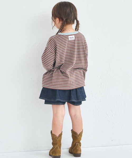 pairmanon（ペアマノン）の「【綿100%】ユニセックス タグ付き カラーボーダー長袖Tシャツ（Tシャツ/カットソー・キッズ・ピンク系その他/ベージュ系その他/ブラウン系その他・90/100/110/120/130/140/150）」の10枚目の写真