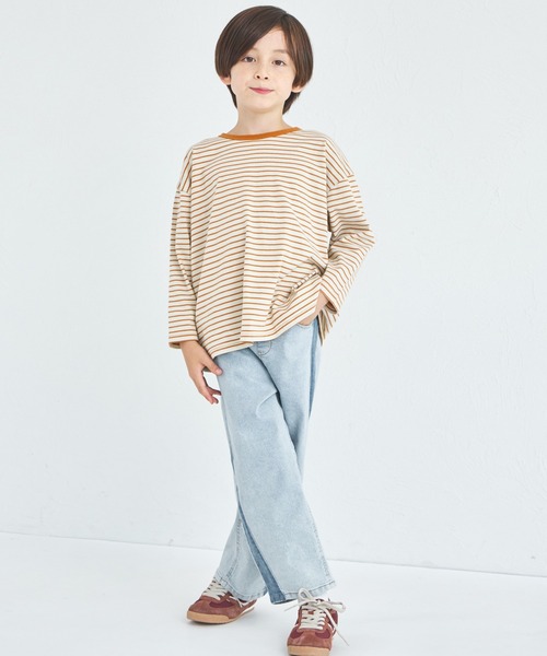 pairmanon（ペアマノン）の「【綿100%】ユニセックス タグ付き カラーボーダー長袖Tシャツ（Tシャツ/カットソー・キッズ・ピンク系その他/ベージュ系その他/ブラウン系その他・90/100/110/120/130/140/150）」の13枚目の写真