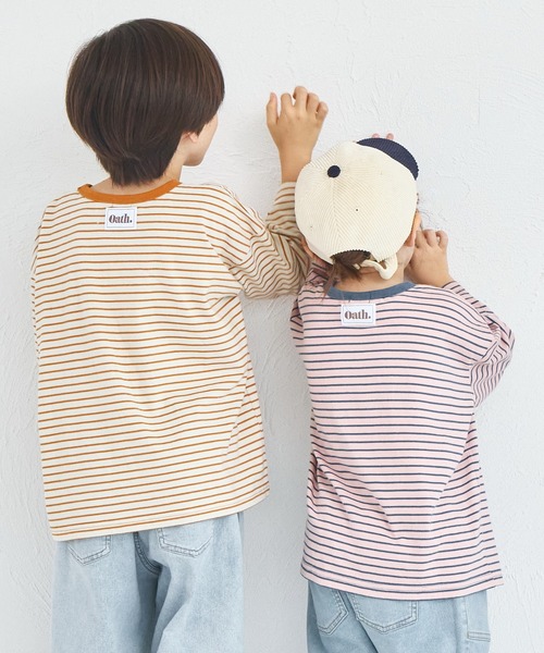 pairmanon（ペアマノン）の「【綿100%】ユニセックス タグ付き カラーボーダー長袖Tシャツ（Tシャツ/カットソー・キッズ・ピンク系その他/ベージュ系その他/ブラウン系その他・90/100/110/120/130/140/150）」の15枚目の写真