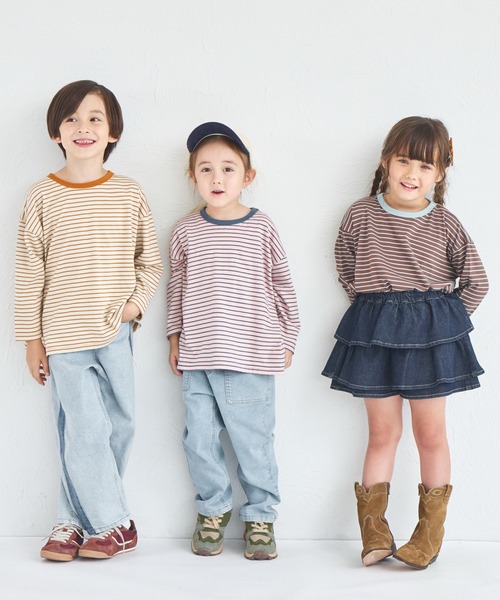 pairmanon（ペアマノン）の「【綿100%】ユニセックス タグ付き カラーボーダー長袖Tシャツ（Tシャツ/カットソー・キッズ・ピンク系その他/ベージュ系その他/ブラウン系その他・90/100/110/120/130/140/150）」の16枚目の写真