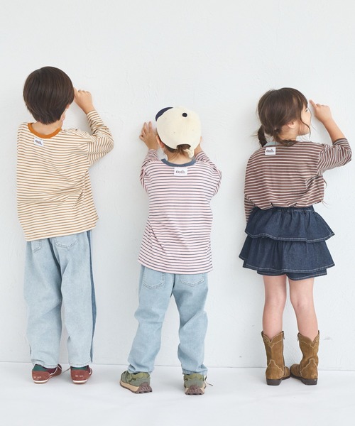 pairmanon（ペアマノン）の「【綿100%】ユニセックス タグ付き カラーボーダー長袖Tシャツ（Tシャツ/カットソー・キッズ・ピンク系その他/ベージュ系その他/ブラウン系その他・90/100/110/120/130/140/150）」の17枚目の写真