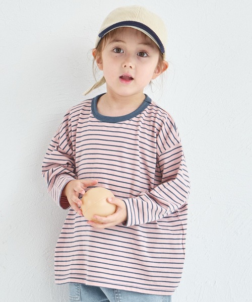 pairmanon（ペアマノン）の「【綿100%】ユニセックス タグ付き カラーボーダー長袖Tシャツ（Tシャツ/カットソー・キッズ・ピンク系その他/ベージュ系その他/ブラウン系その他・90/100/110/120/130/140/150）」の19枚目の写真