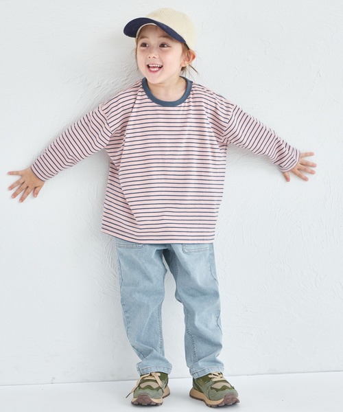 pairmanon（ペアマノン）の「【綿100%】ユニセックス タグ付き カラーボーダー長袖Tシャツ（Tシャツ/カットソー・キッズ・ピンク系その他/ベージュ系その他/ブラウン系その他・90/100/110/120/130/140/150）」の21枚目の写真