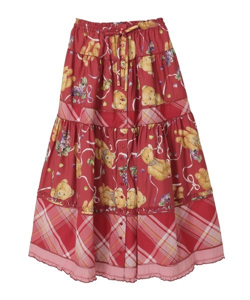 ピンクハウス　くま葡萄プリントパッチワークスカート セール】くま葡萄プリントパッチワークスカート（スカート）｜PINK