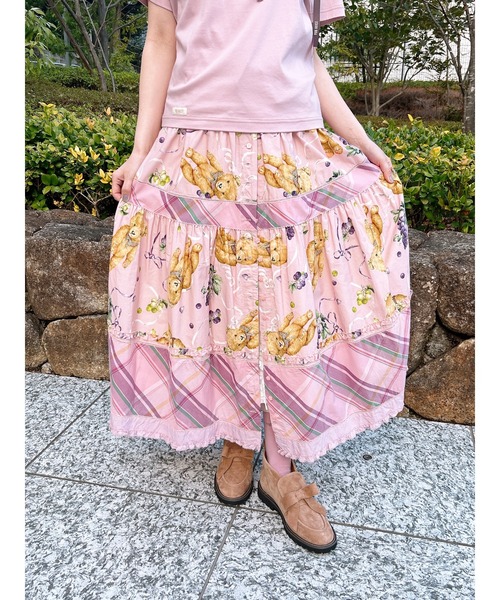 PINK HOUSE くま葡萄プリントパッチワークスカート くま葡萄プリントパッチワークスカート（スカート）｜PINK HOUSE