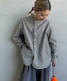 DANTONダントン　チェックブラウス DANTON（ダントン）の「DANTON / チェック バンドカラー シャツ
