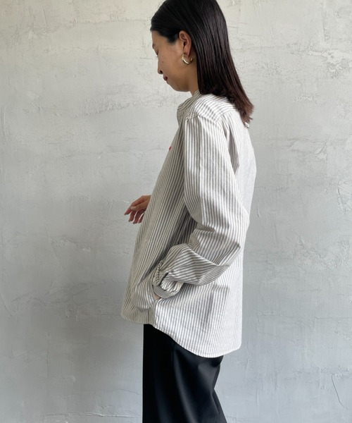 DANTON（ダントン）の「[DANTON/ダントン] オックスフォード バンドカラーシャツ(チェック・ストライプ)（シャツ/ブラウス・レディース・ブルー/ブラック・36/34/38）」の21枚目の写真