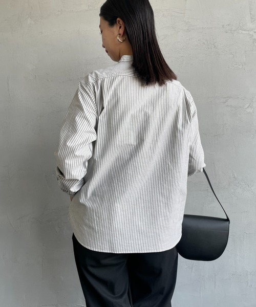 DANTON（ダントン）の「[DANTON/ダントン] オックスフォード バンドカラーシャツ(チェック・ストライプ)（シャツ/ブラウス・レディース・ブルー/ブラック・36/34/38）」の22枚目の写真