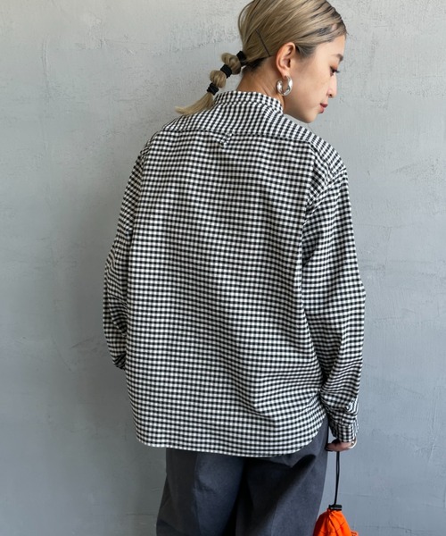 DANTON　オックスフォードギンガムチェックバンドカラーシャツ ◇[JD-3606TRD]DANTON(ダントン)オックスフォードギンガム