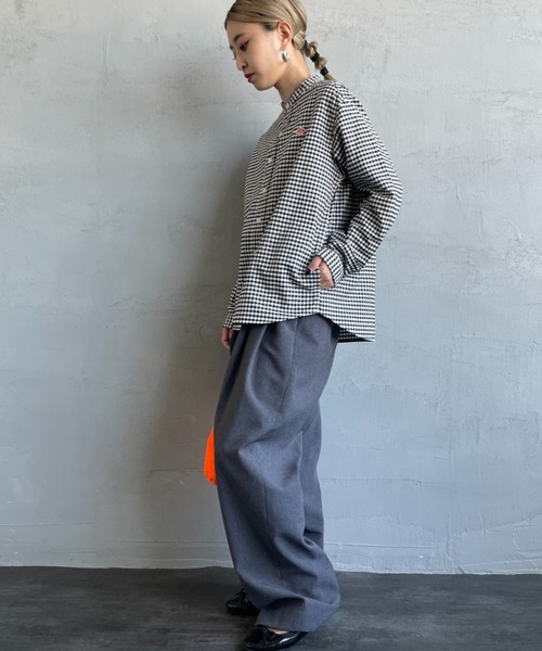 DANTON（ダントン）の「[DANTON/ダントン] オックスフォード バンドカラーシャツ(チェック・ストライプ)（シャツ/ブラウス・レディース・ブルー/ブラック・36/34/38）」の9枚目の写真