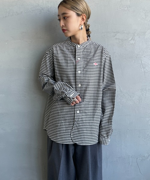 DANTON　オックスフォードギンガムチェックバンドカラーシャツ ◇[JD-3606TRD]DANTON(ダントン)オックスフォードギンガム