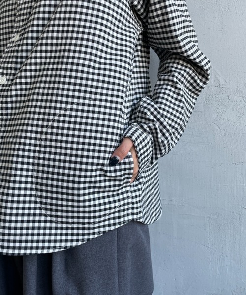 DANTON（ダントン）の「[DANTON/ダントン] オックスフォード バンドカラーシャツ(チェック・ストライプ)（シャツ/ブラウス・レディース・ブルー/ブラック・36/34/38）」の19枚目の写真