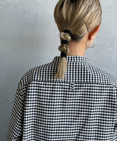 DANTON（ダントン）の「[DANTON/ダントン] オックスフォード バンドカラーシャツ(チェック・ストライプ)（シャツ/ブラウス・レディース・ブルー/ブラック・36/34/38）」の18枚目の写真