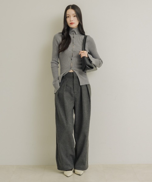 NEUNA（ヌナ）の「ウールライクタックワイドパンツ（スラックス・レディース・ブラック/ブラウン/チャコールグレー・FREE）」の20枚目の写真