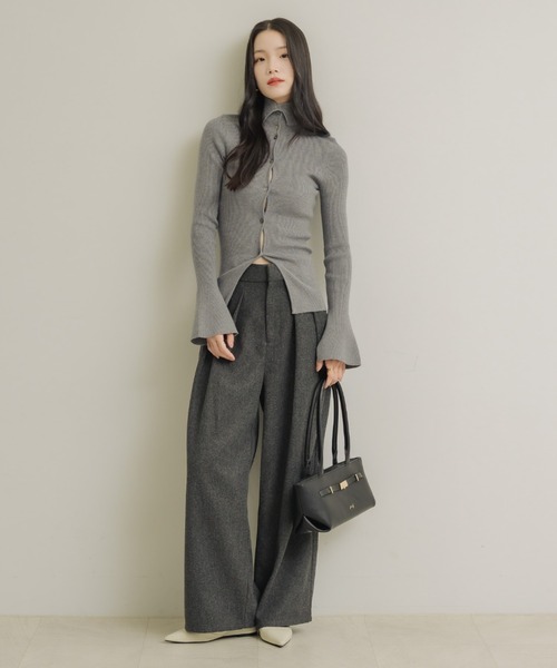 NEUNA（ヌナ）の「ウールライクタックワイドパンツ（スラックス・レディース・ブラック/ブラウン/チャコールグレー・FREE）」の19枚目の写真