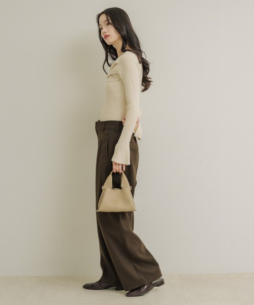 NEUNA（ヌナ）の「ウールライクタックワイドパンツ（スラックス・レディース・ブラック/ブラウン/チャコールグレー・FREE）」の9枚目の写真