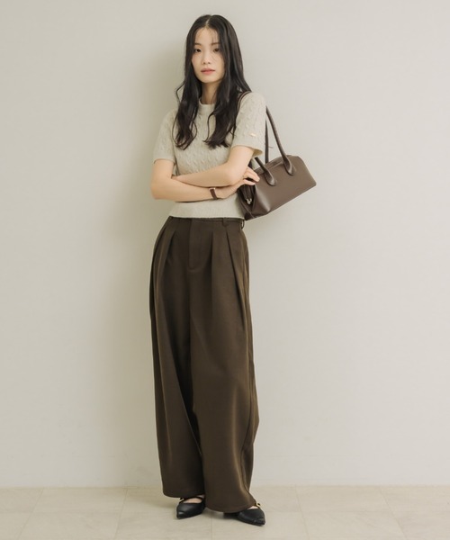 NEUNA（ヌナ）の「ウールライクタックワイドパンツ（スラックス・レディース・ブラック/ブラウン/チャコールグレー・FREE）」の8枚目の写真
