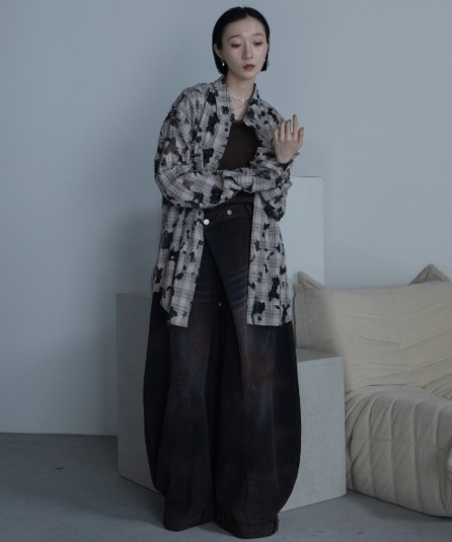 VACANCY(ヴァカンシー)の「レースダメージチェックオーバーシャツ/ユニセックス/リバーシブル(シャツ/ブラウス・レディース・ブラック/ベージュ・FREE)」の11枚目の写真