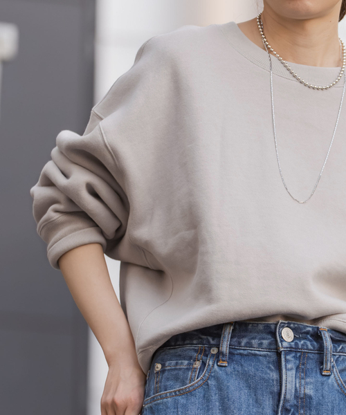 Noble（ノーブル）の「ナッピングオーバーニュアンススウェット（スウェット・レディース・チャコールグレー/ベージュ・FREE）」の15枚目の写真