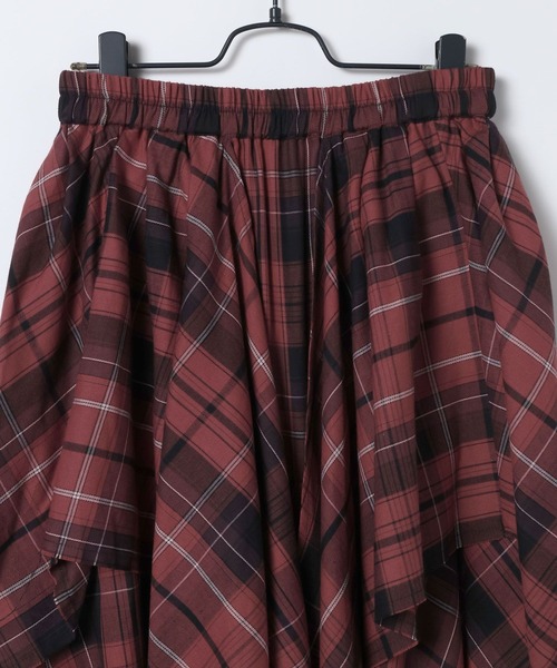 JEANASIS（ジーナシス）の「イレヘムレイヤードチェックスカート/592867（スカート・レディース・レッド系その他/ブルー系その他/ブラウン系その他・FREE）」の8枚目の写真