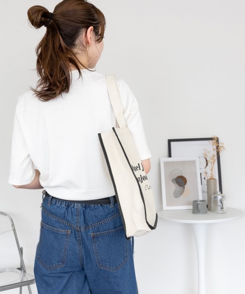 aity(アイティ)の「2×2リブプチハイネック半袖Tシャツ きれいめ 五部袖 大きいサイズ コットン 夏服(Tシャツ/カットソー・レディース・ブラック/オフホワイト・L/LL/3L/M/4L)」の9枚目の写真