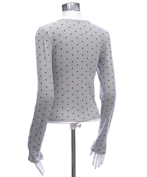 clear（クリア）の「フロントリボンドットプリントカットソー［韓国ファッション レイヤード］≪AW新作≫（Tシャツ/カットソー・レディース・グレー/ブラック/オフホワイト・F）」の9枚目の写真