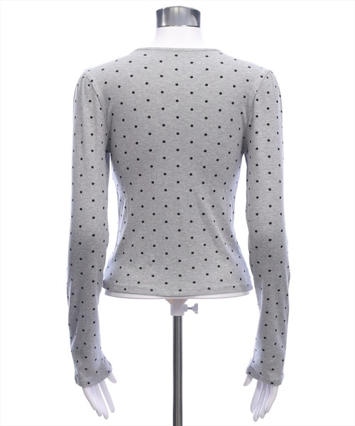 clear（クリア）の「フロントリボンドットプリントカットソー［韓国ファッション レイヤード］≪AW新作≫（Tシャツ/カットソー・レディース・グレー/ブラック/オフホワイト・F）」の10枚目の写真