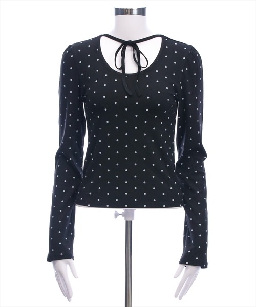 clear（クリア）の「フロントリボンドットプリントカットソー［韓国ファッション レイヤード］≪AW新作≫（Tシャツ/カットソー・レディース・グレー/ブラック/オフホワイト・F）」の17枚目の写真