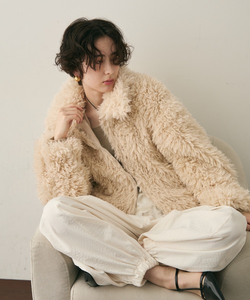 プードルボア2WAYカラーショートジャケット（ブルゾン）｜Trish