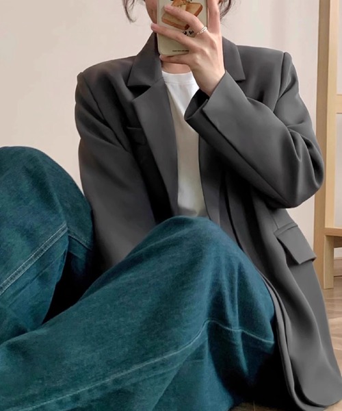 by LEGNA(バイレグナ)の「オーバーサイズテーラードジャケット(テーラードジャケット・レディース・ブラック/グレー・X-LARGE/LARGE/MEDIUM/SMALL)」の6枚目の写真