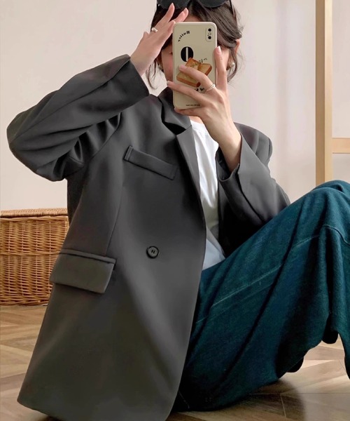 by LEGNA(バイレグナ)の「オーバーサイズテーラードジャケット(テーラードジャケット・レディース・ブラック/グレー・X-LARGE/LARGE/MEDIUM/SMALL)」の7枚目の写真