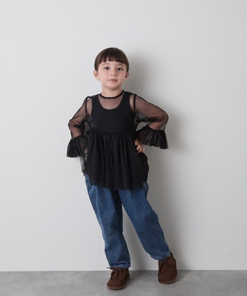 riziere(リジェール)の「チュールフリルブラウス(シャツ/ブラウス・キッズ・アイボリー/ブラック・100/90/150/140/130/120/110)」の3枚目の写真