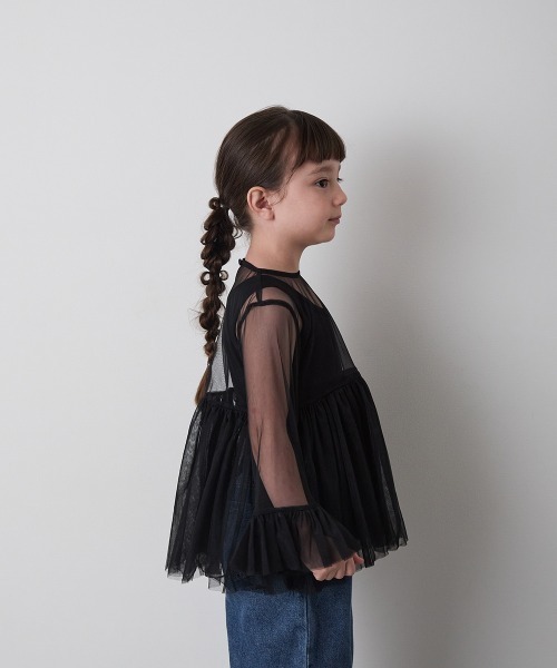 riziere(リジェール)の「チュールフリルブラウス(シャツ/ブラウス・キッズ・アイボリー/ブラック・100/90/150/140/130/120/110)」の4枚目の写真