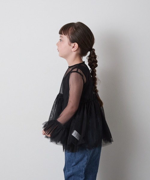 riziere(リジェール)の「チュールフリルブラウス(シャツ/ブラウス・キッズ・アイボリー/ブラック・100/90/150/140/130/120/110)」の7枚目の写真