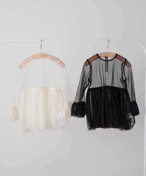 riziere(リジェール)の「チュールフリルブラウス(シャツ/ブラウス・キッズ・アイボリー/ブラック・100/90/150/140/130/120/110)」の9枚目の写真