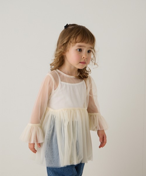 riziere(リジェール)の「チュールフリルブラウス(シャツ/ブラウス・キッズ・アイボリー/ブラック・100/90/150/140/130/120/110)」の16枚目の写真